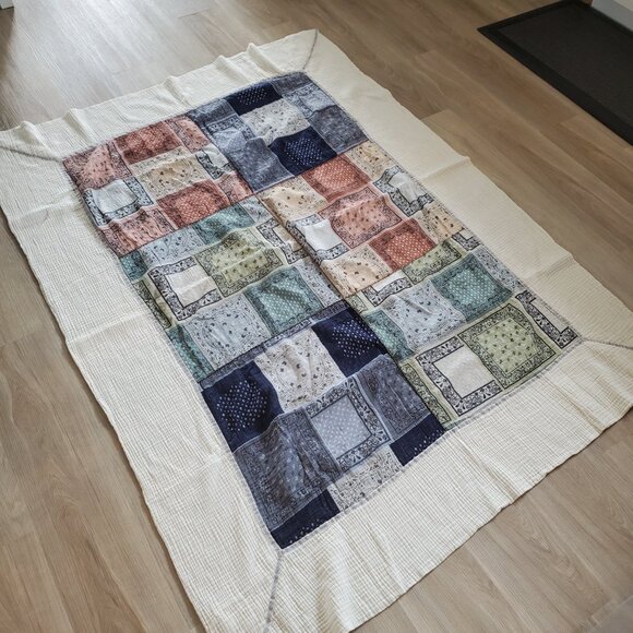 Other - HOMEMADE Textured Cotton Bandana Style Blanket 50" x 70" Single Patchwork Quilt
